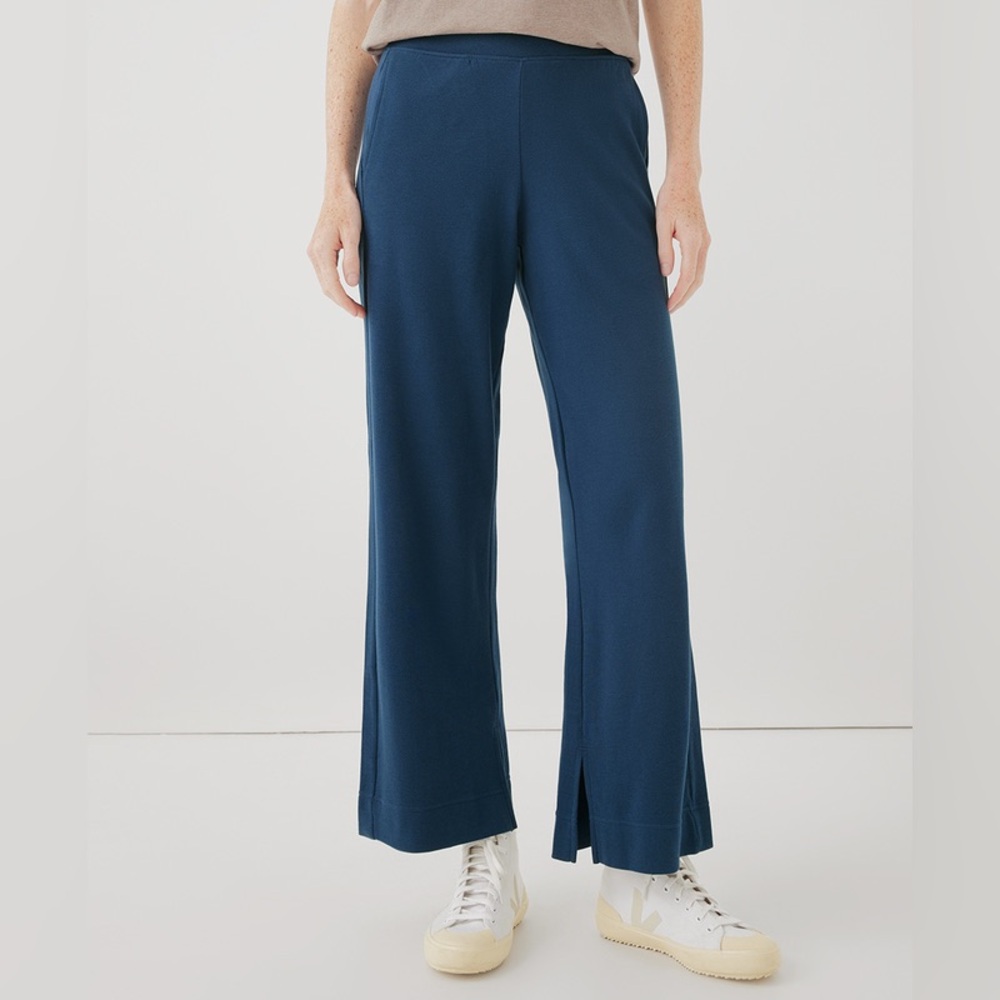 Pact 100% Organic Cotton Airplane Wide Leg Pants in Midnight Blue